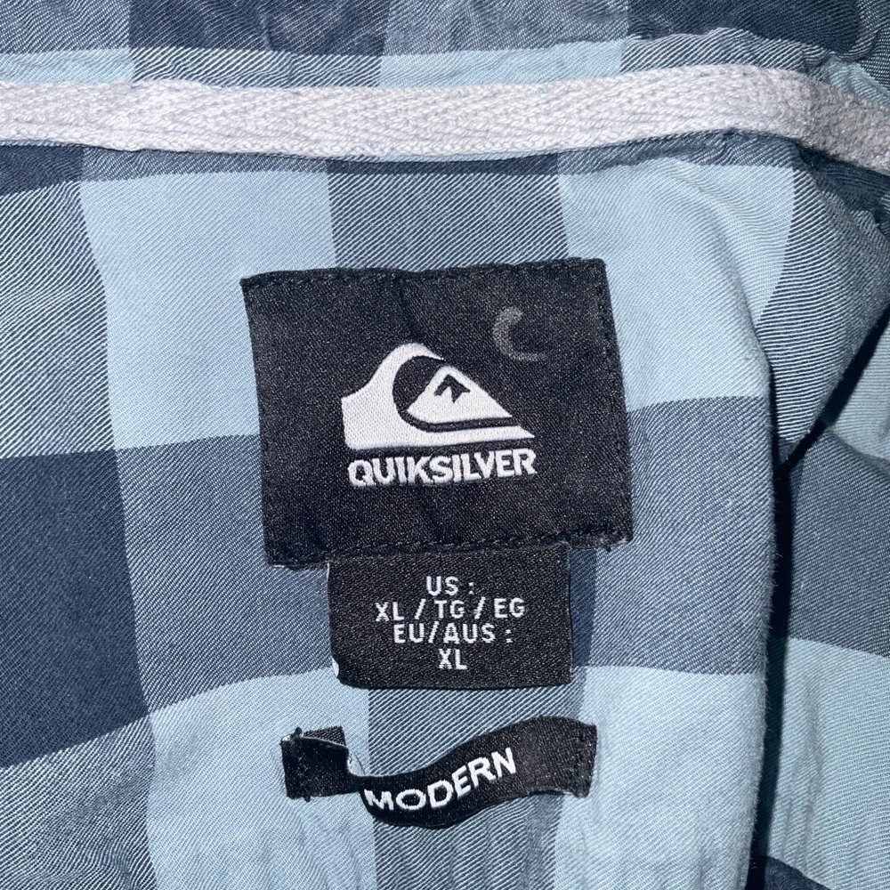 Men’s used Quicksilver button front modern fit plaid shirt size XL blue grey - Picture 3 of 3